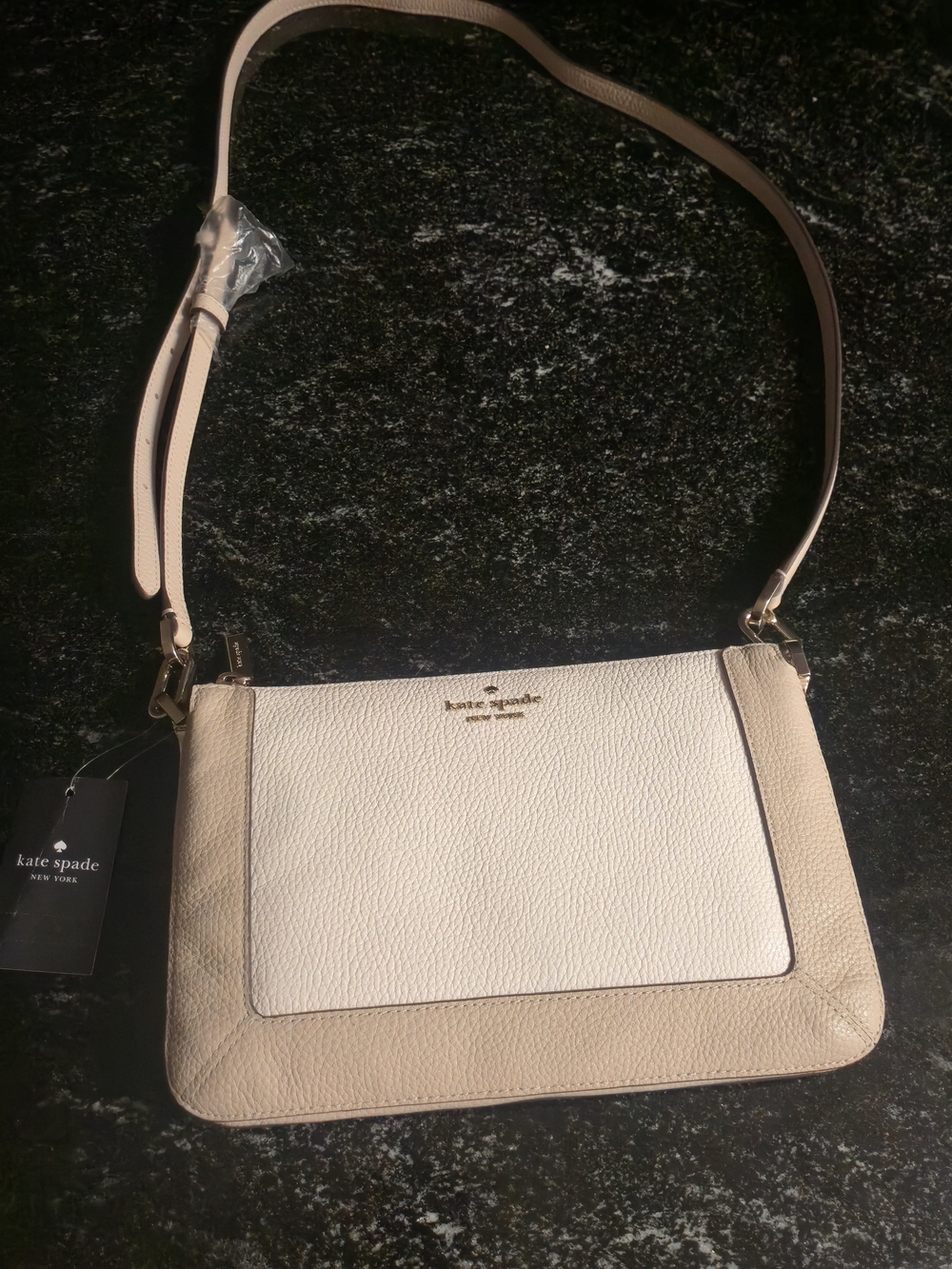 kate spade Two-Tone Beige & Cream Pebbled Leather Crossbody